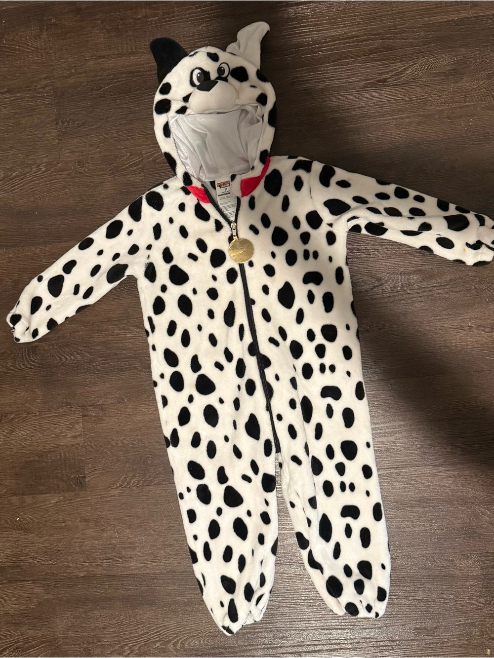 Kids' Dalmatian One-Piece Hoodie Jumpsuit - Black & White
